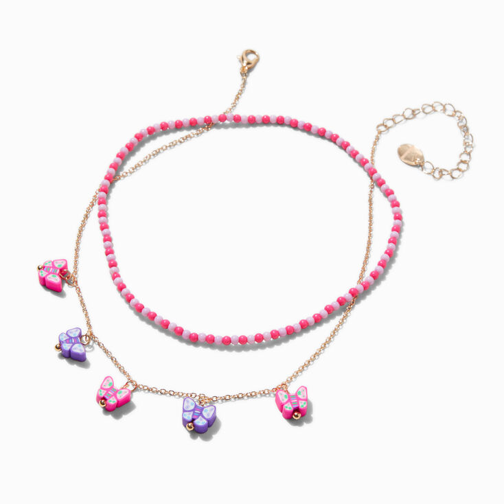 Claire&#39;s Club Butterfly Seed Bead Necklace - 2 Pack,