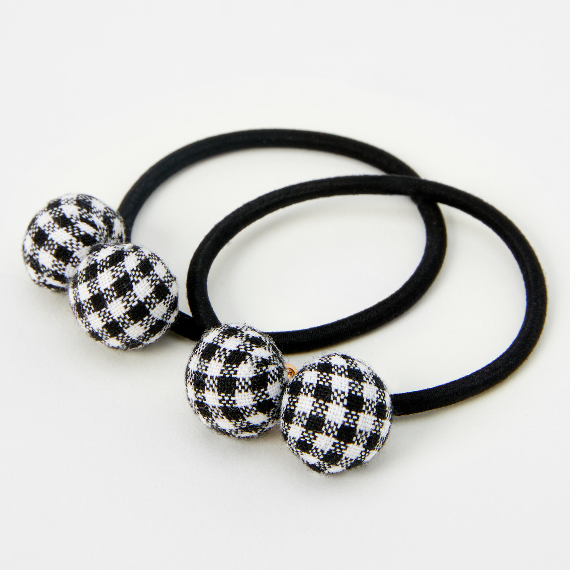 View Claires Plaid Beaded Hair Ties 2 Pack Black information