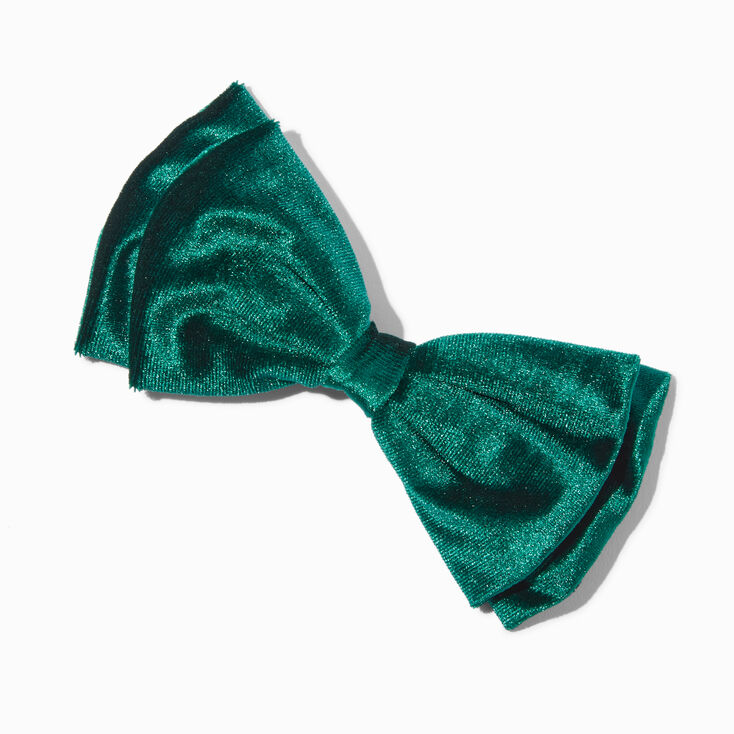Green Velvet Hair Bow Clip,