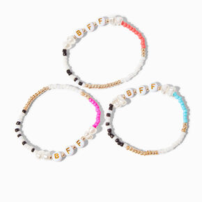 Best Friends Multicolored Pearl Beaded Stretch Bracelets - 3 Pack,
