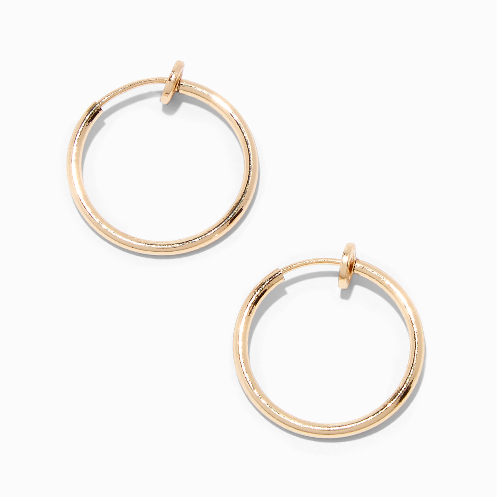 View Claires 20MM Clip On Hoop Earrings Gold information