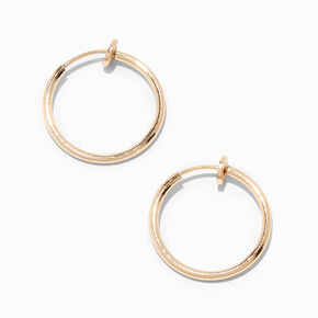 Gold 30MM Scalloped Twisted Hoop Clip On Earrings