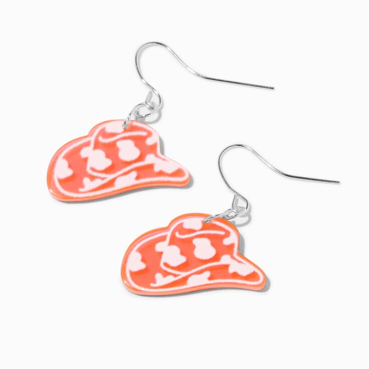 Pink Cowboy Hat 1&quot; Drop Earrings,