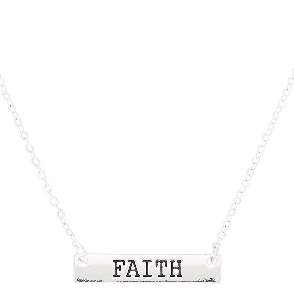 Silver Faith Bar Pendant Necklace,