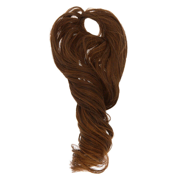 Long Curly Faux Hair Bobble - Brown,