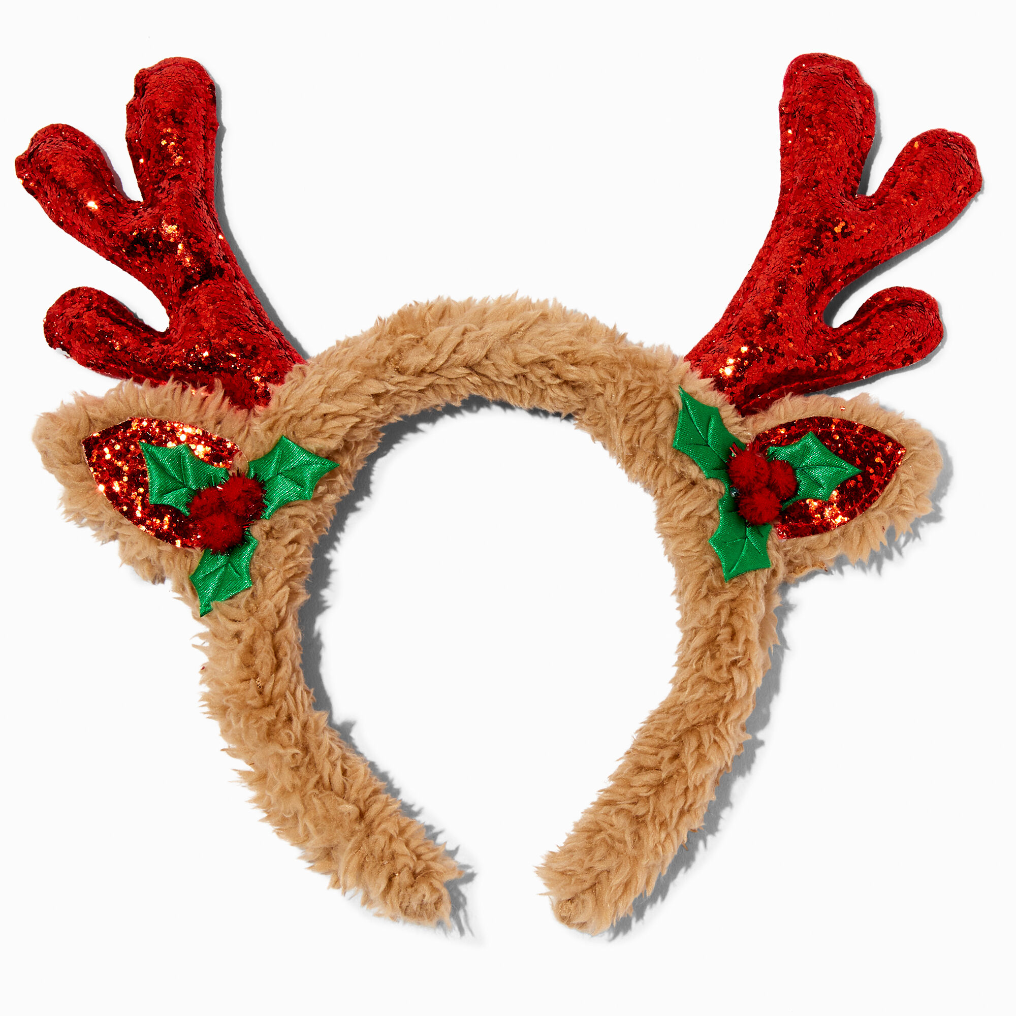 View Claires Sequin Reindeer Antlers Furry Headband information