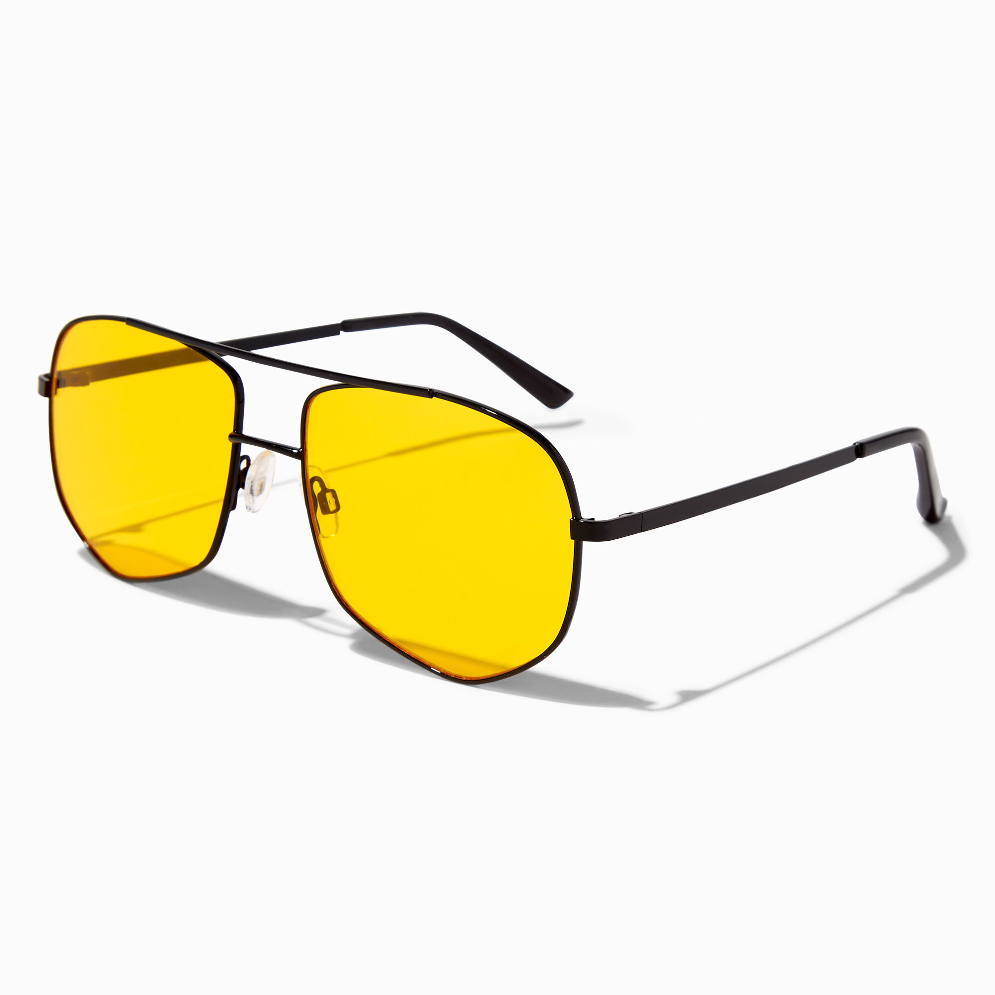 Yellow Lens Black Aviator Sunglasses Claire s US