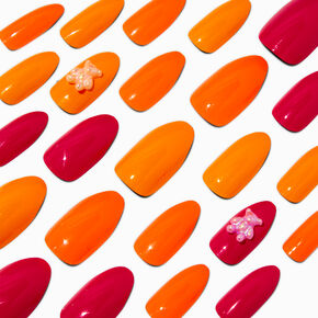 Orange Bear Stiletto Vegan Faux Nail Set - 24 Pack,