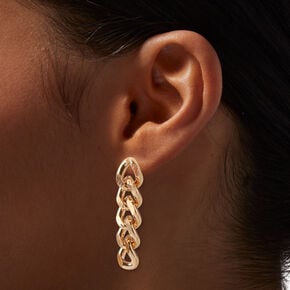 Gold-tone Curb Chain 2&quot; Drop Earrings ,