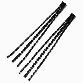 Jet Black Cubic Zirconia Linear 5&quot; Drop Earrings,
