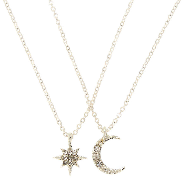 Silver Celestial Pendant Necklaces - 2 Pack,