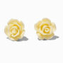 Ivory Carved Rose Stud Earrings,
