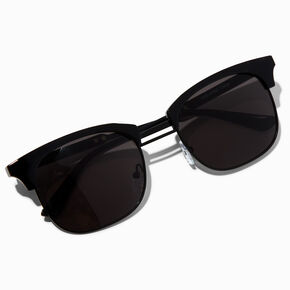Black Browline Round Lens Sunglasses,