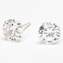 Sterling Silver Cubic Zirconia 7MM Round Stud Earrings,