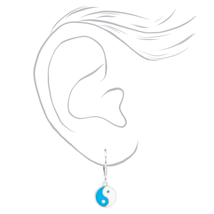 Blue Yin Yang Huggie Huggie Hoop Ear Cuffs Set - 3 Pack,