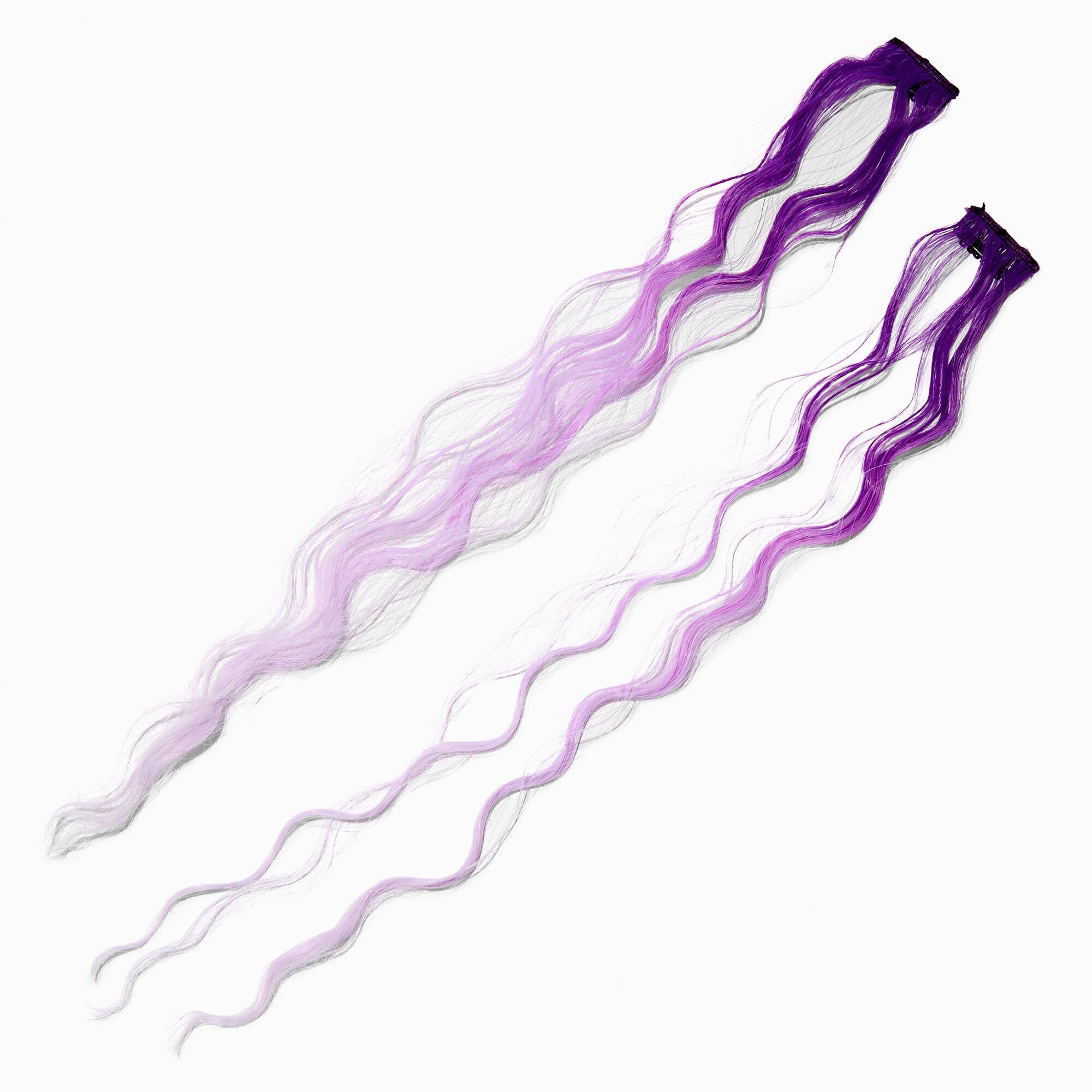 Purple Ombré Curly Faux Hair Clip In Extensions - 2 Pack,