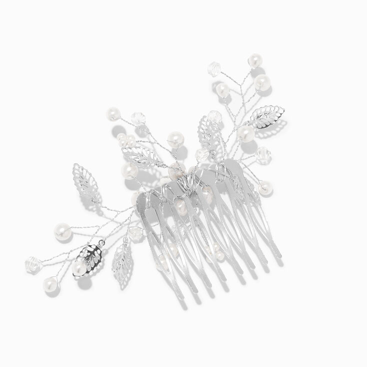 Silver Crystal Floral Spray Hair Comb,