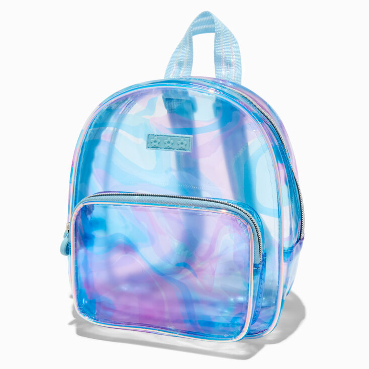 Claire&#39;s Club Blue &amp; Purple Clear Small Backpack,