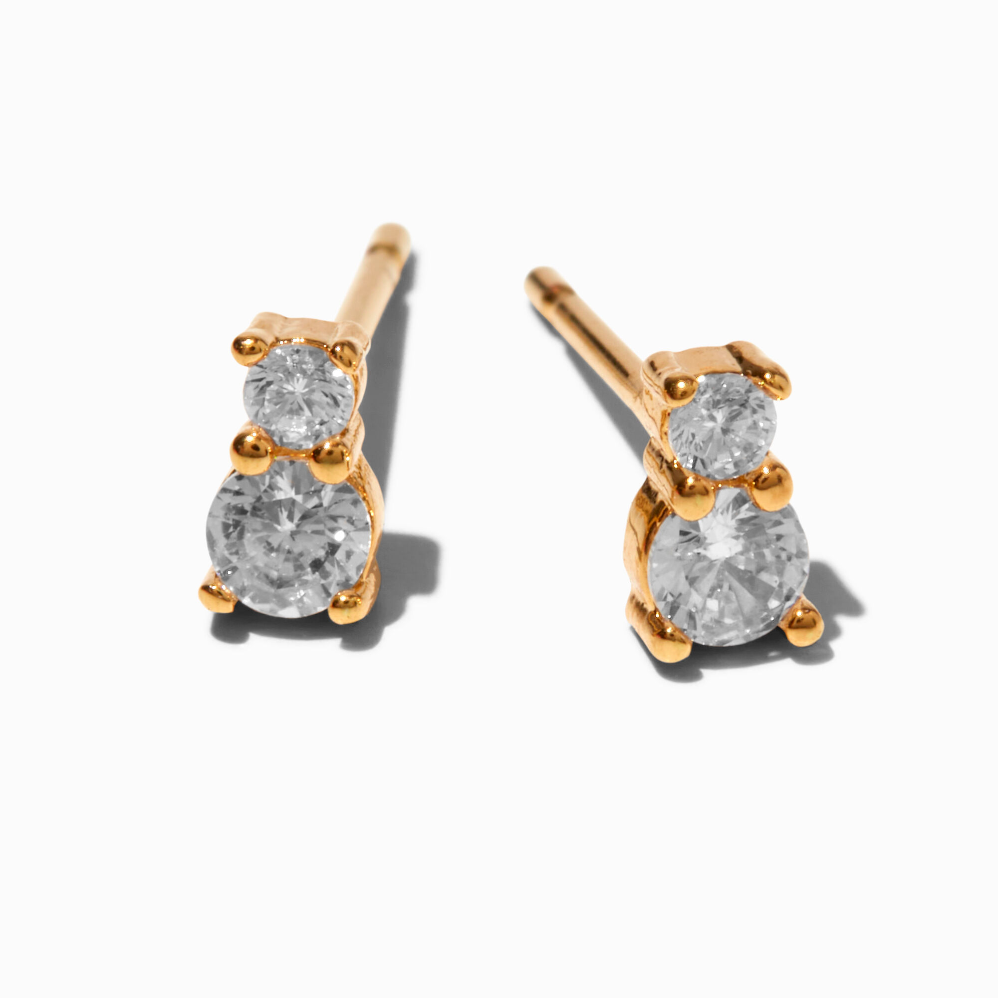 Gold Cubic Zirconia Round Stud Earrings - 8MM | Claire's US