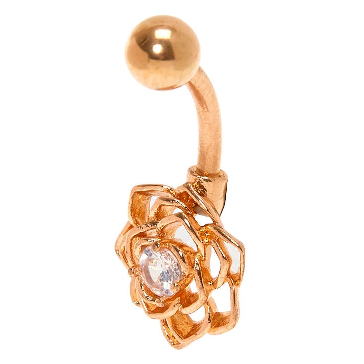 Rose Gold 14G Wire Flower Belly Ring,