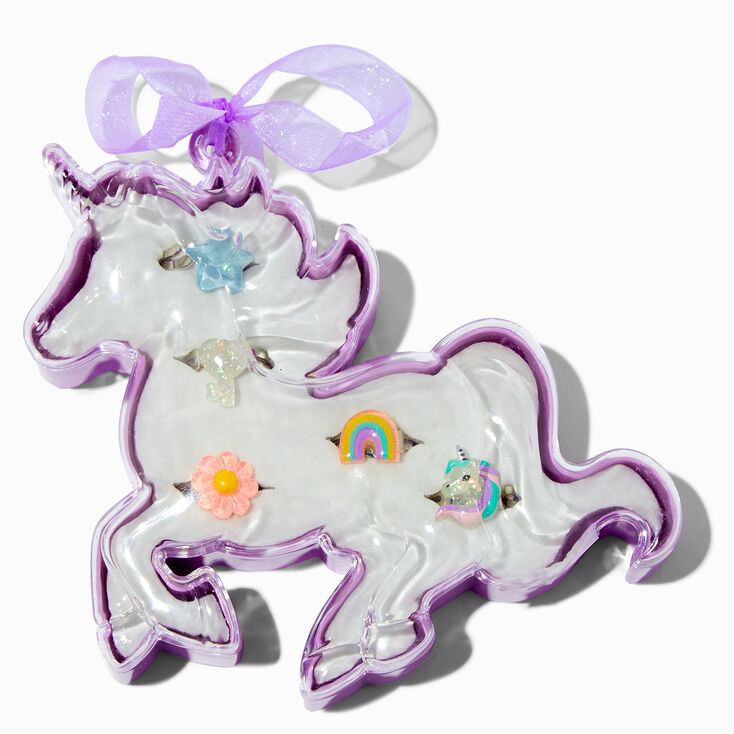 Claire&#39;s Club Lilac Unicorn Box Rings - 5 Pack,