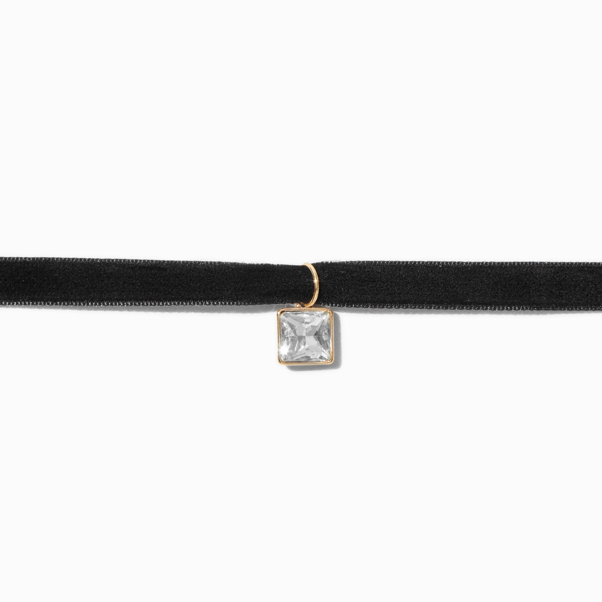 View Claires GoldTone Square Stone Ribbon Pendant Choker Necklace Black information