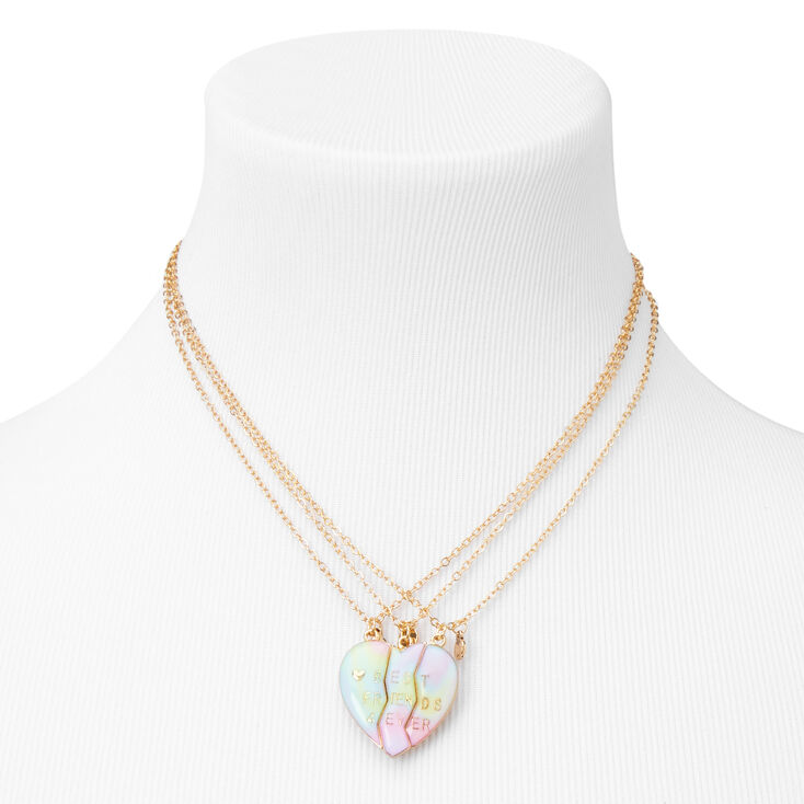 Best Friends Pastel Ombr&eacute; Heart Pendant Necklaces - 3 Pack,