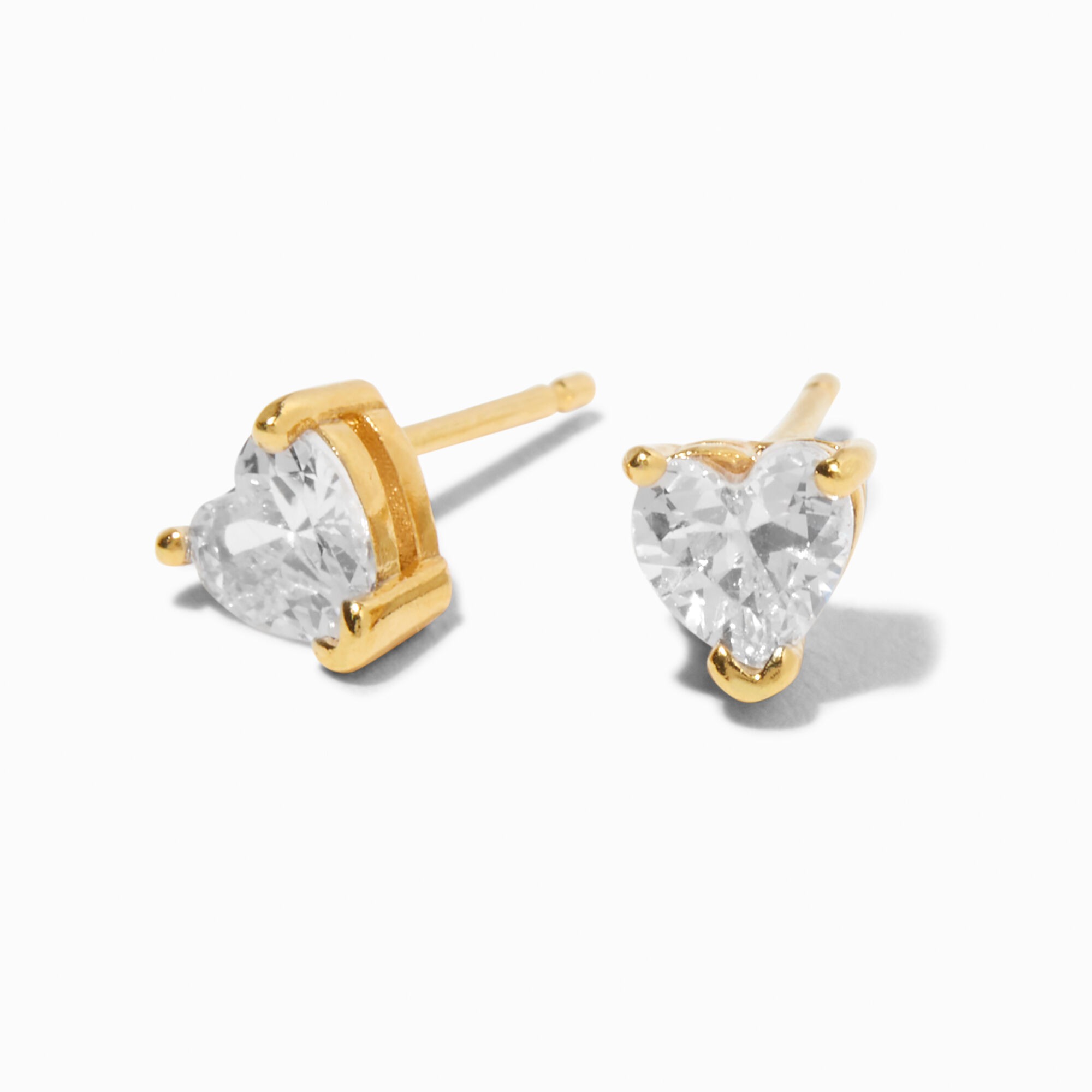 View Claires 18K Plated Cubic Zirconia Heart Stud Earrings Gold information