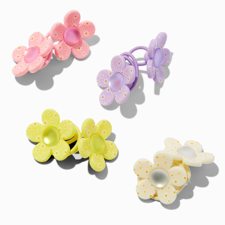 Claire&#39;s Club Flower Print Knocker Hair Ties - 4 Pack,