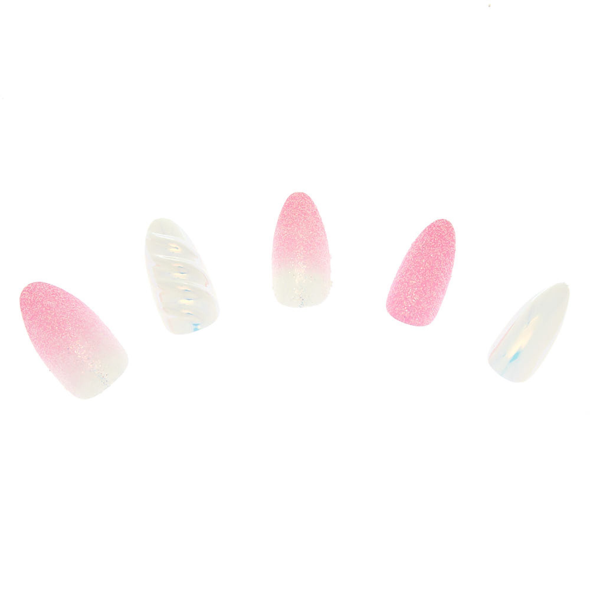 Unicorn Sparkle Faux Nail Set Pink 24 Pack Claire S