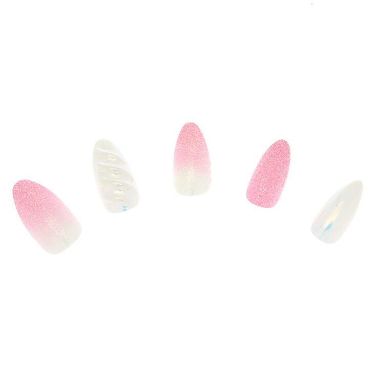 Unicorn Sparkle Faux Nail Set Pink 24 Pack Claire S