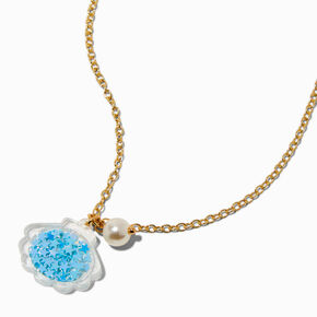 Claire&#39;s Club Blue Seashell Shaker Pendant Necklace,