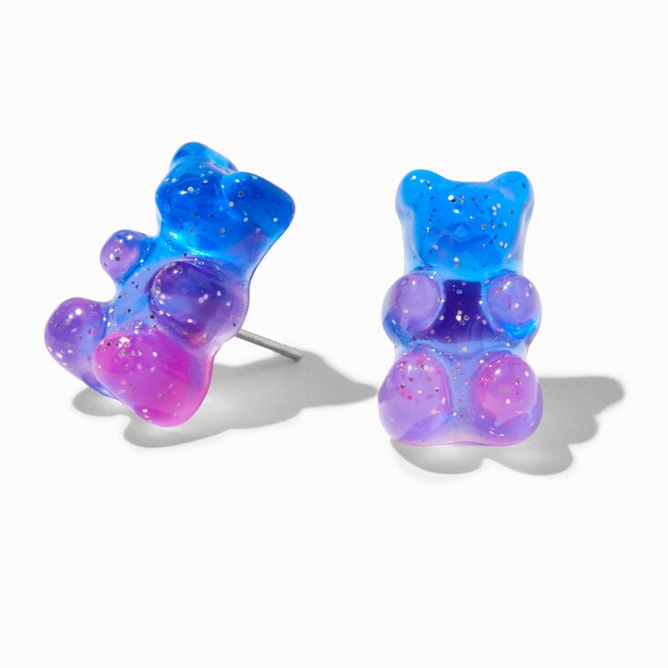 Blue Ombre Glow In The Dark Gummy Bears&reg; Stud Earrings,