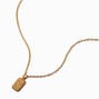 Gold-tone Mini Etched Flower Square Pendant Necklace,