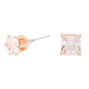 Rose Gold-tone Cubic Zirconia 6mm Round Stud Earrings,
