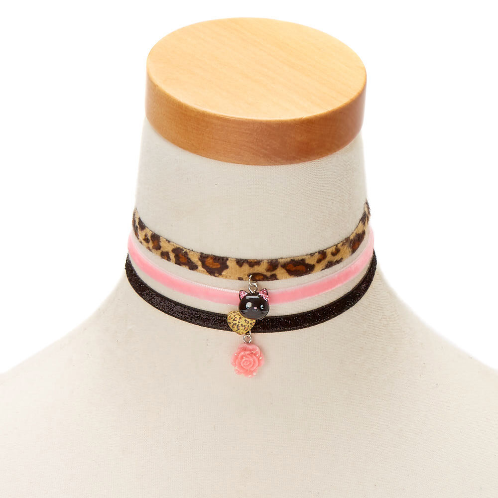 Claire s Club Leopard Choker Necklaces 3 Pack