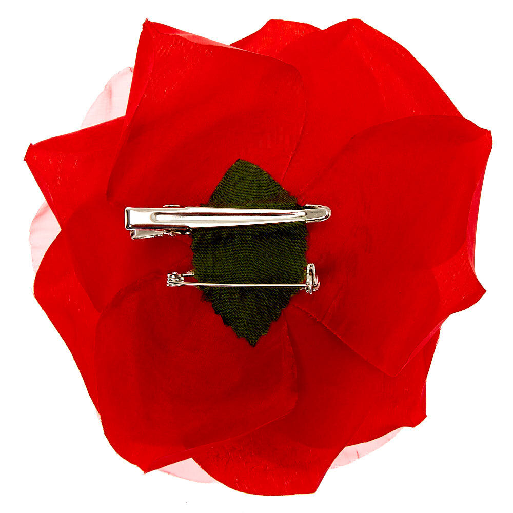 Chiffon Rose Hair Clip & Pin - Red,