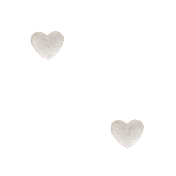 Claire's Clous d'oreille en argent avec mini cœur blanc