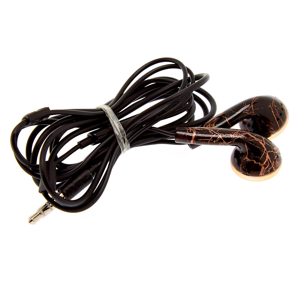 Metallic Rose Gold Marble Earbuds - Black,