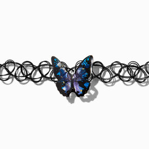 3D Butterfly Pendant Black Tattoo Choker Necklace,