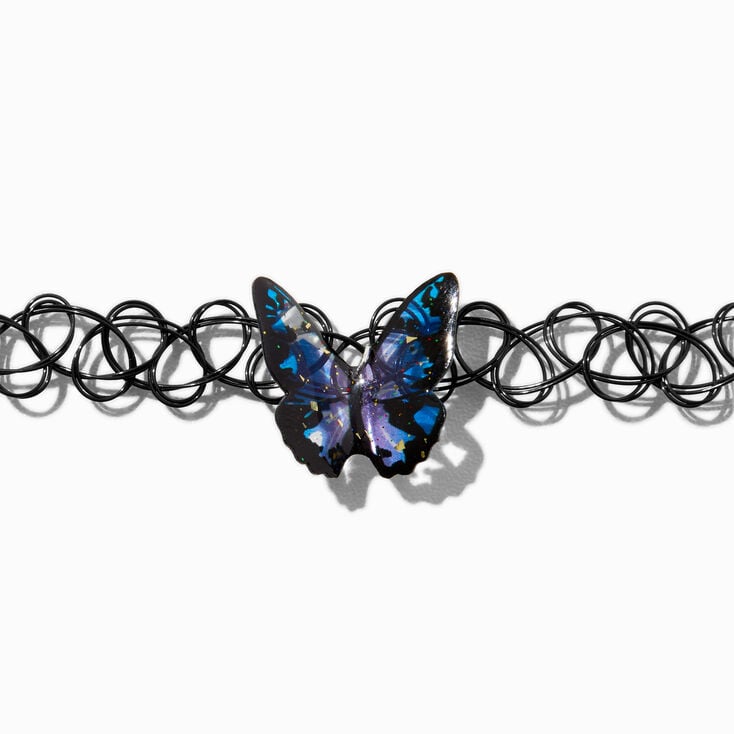 3D Butterfly Pendant Black Tattoo Choker Necklace