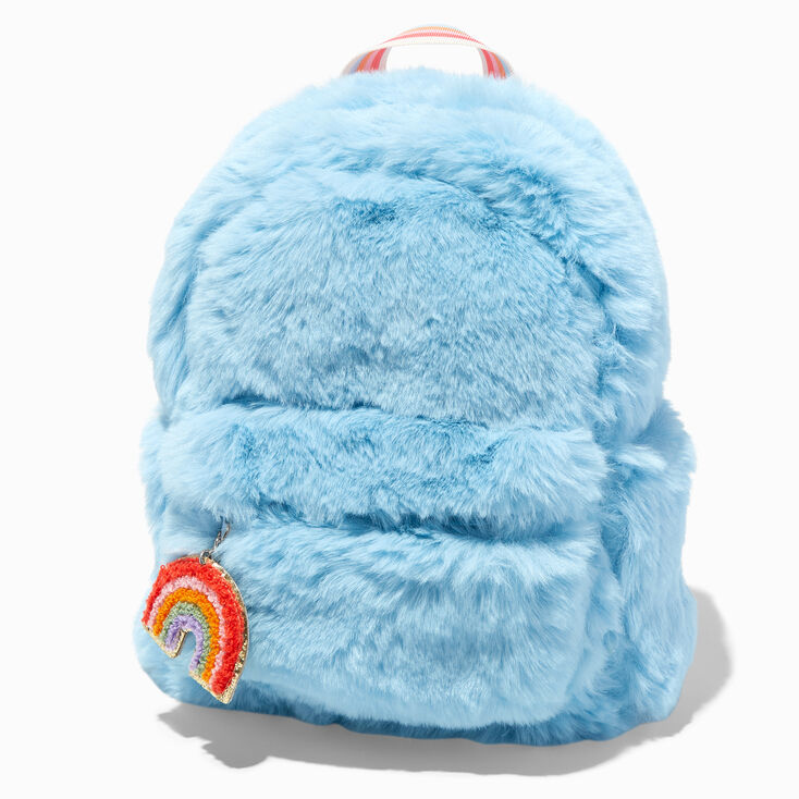 Blue Furry Mini Backpack,