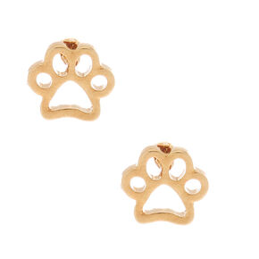 18K Gold Plated Paw Print Stud Earrings,