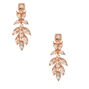 Rose Gold 2&quot; Crystal Petal Clip On Drop Earrings,