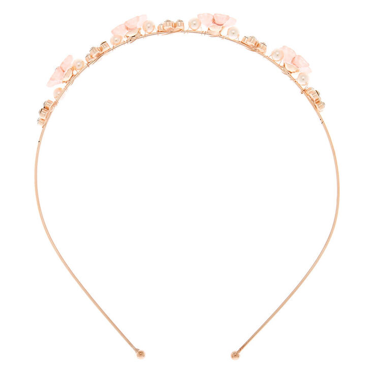 Rose Gold Frosted Floral Headband - Pink,