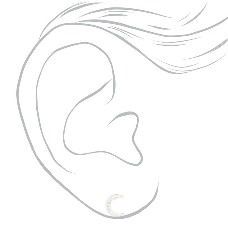 C LUXE by Claire&#39;s Sterling Silver Cubic Zirconia Crescent Moon Stud Earrings,