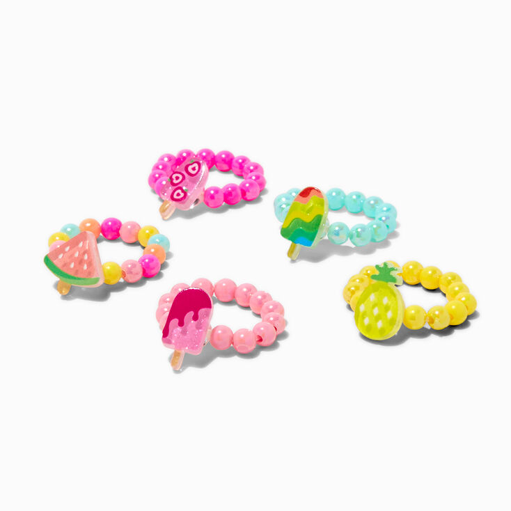 Claire&#39;s Club Summer Beaded Stretch Rings - 5 Pack,