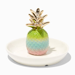 Porte-bijoux en c&eacute;ramique ananas arc-en-ciel,