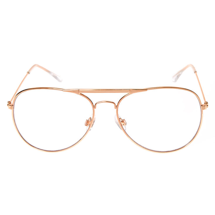 Rose Gold Aviator Clear Lens Frames,