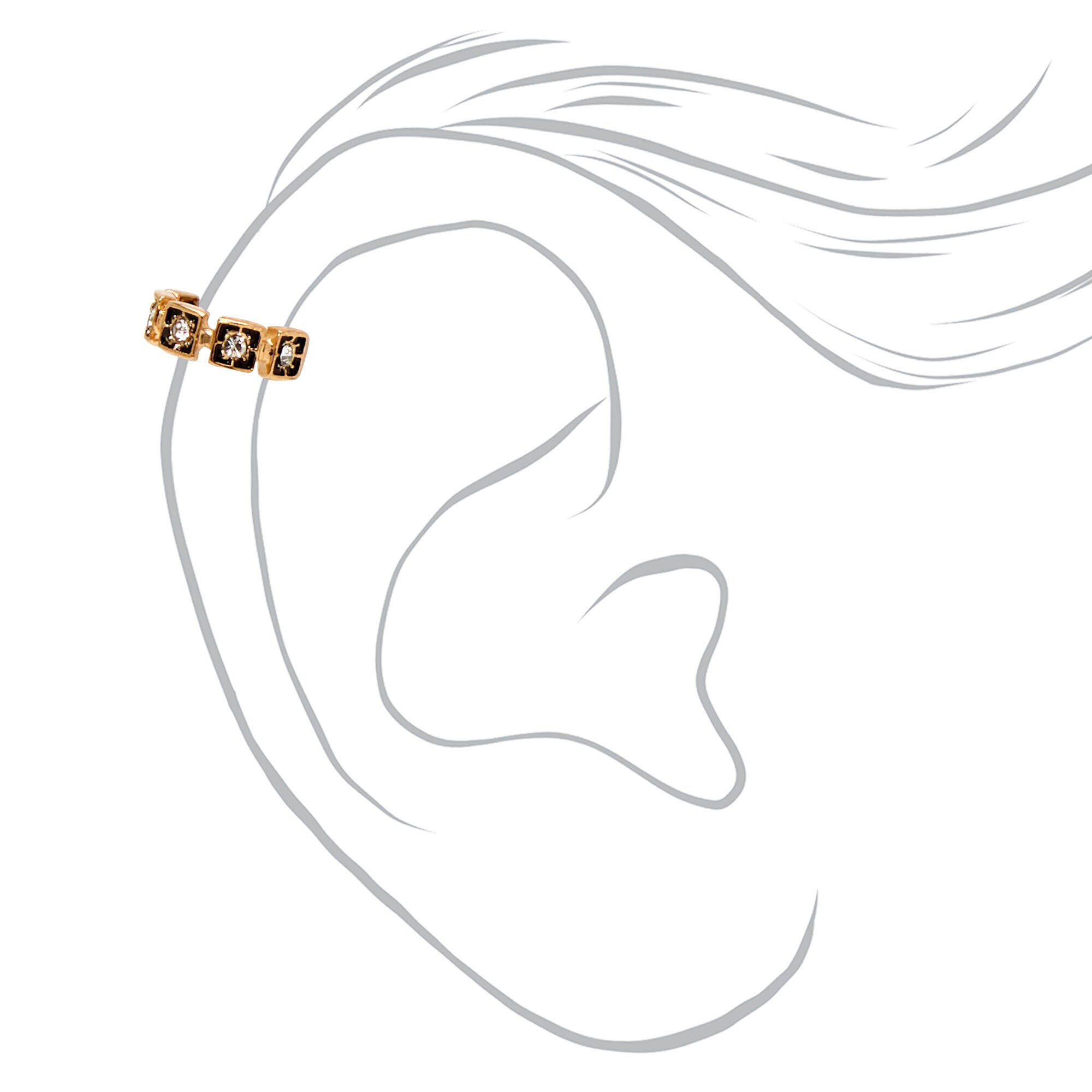 Gold Embellished Ear Cuffs - 3 Pack,